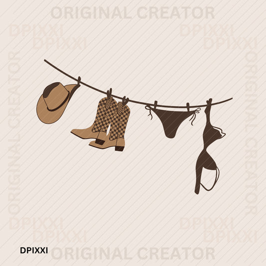 Cowgirl Laundry Wild West Poster Boots, Hat, Bra, Underwear #77