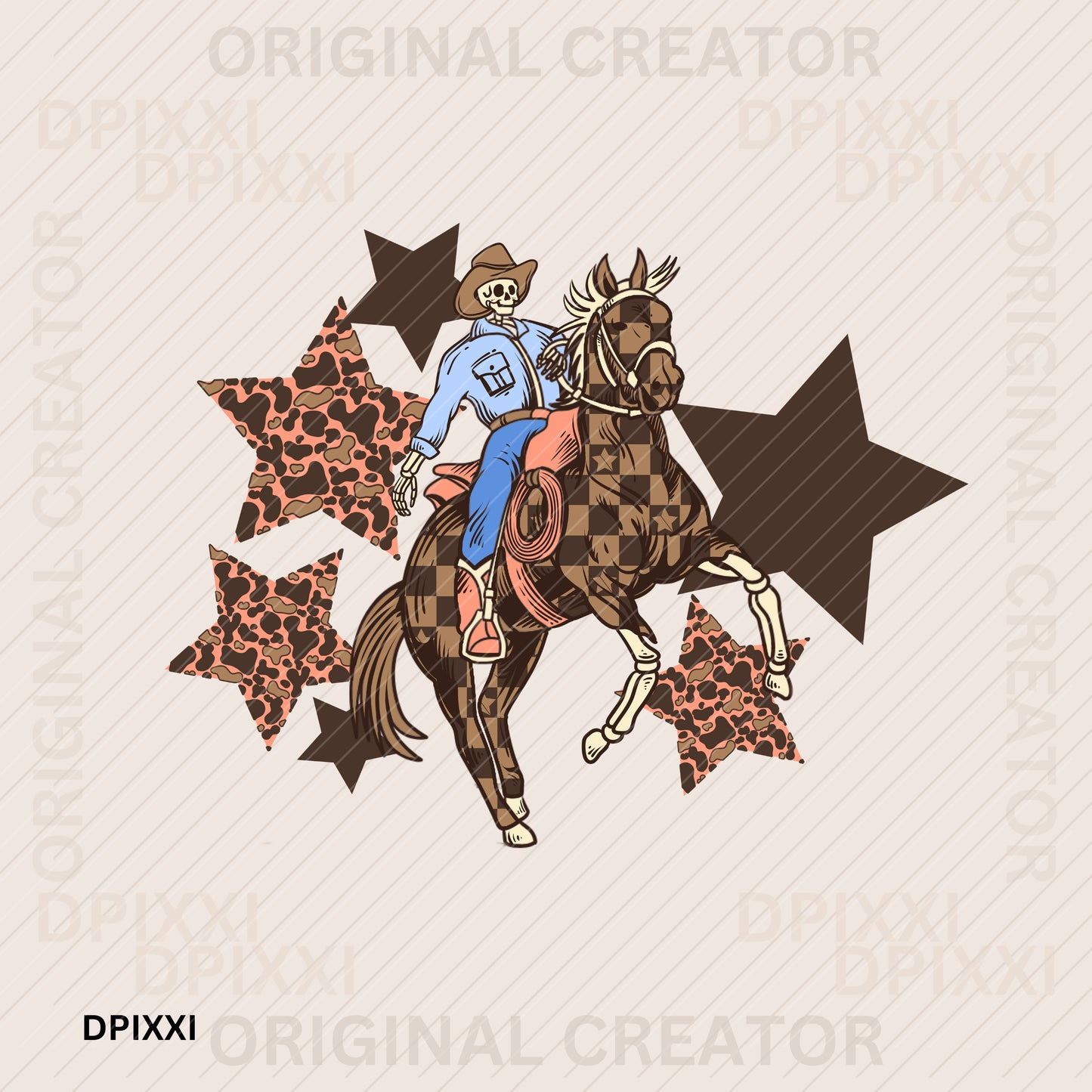 Skeleton Cowboy Over the Stars
