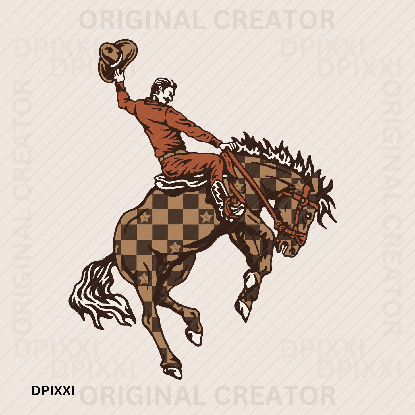 Howdy Checker Horse Cowboy Asset