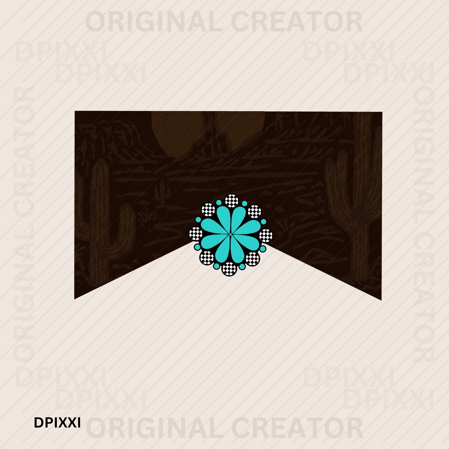 Desert Shape with Turquoise Flower #19