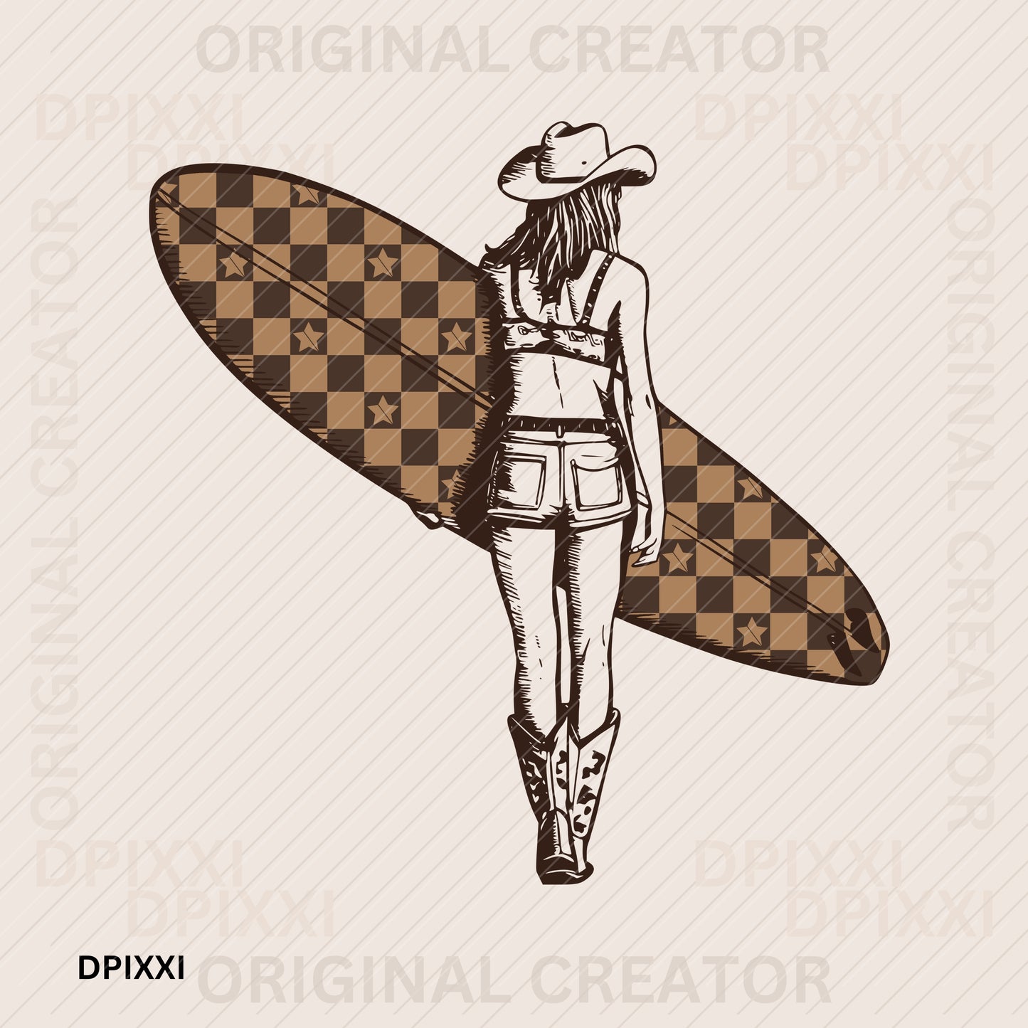 Surfing Cowgirl Wall Decor #64