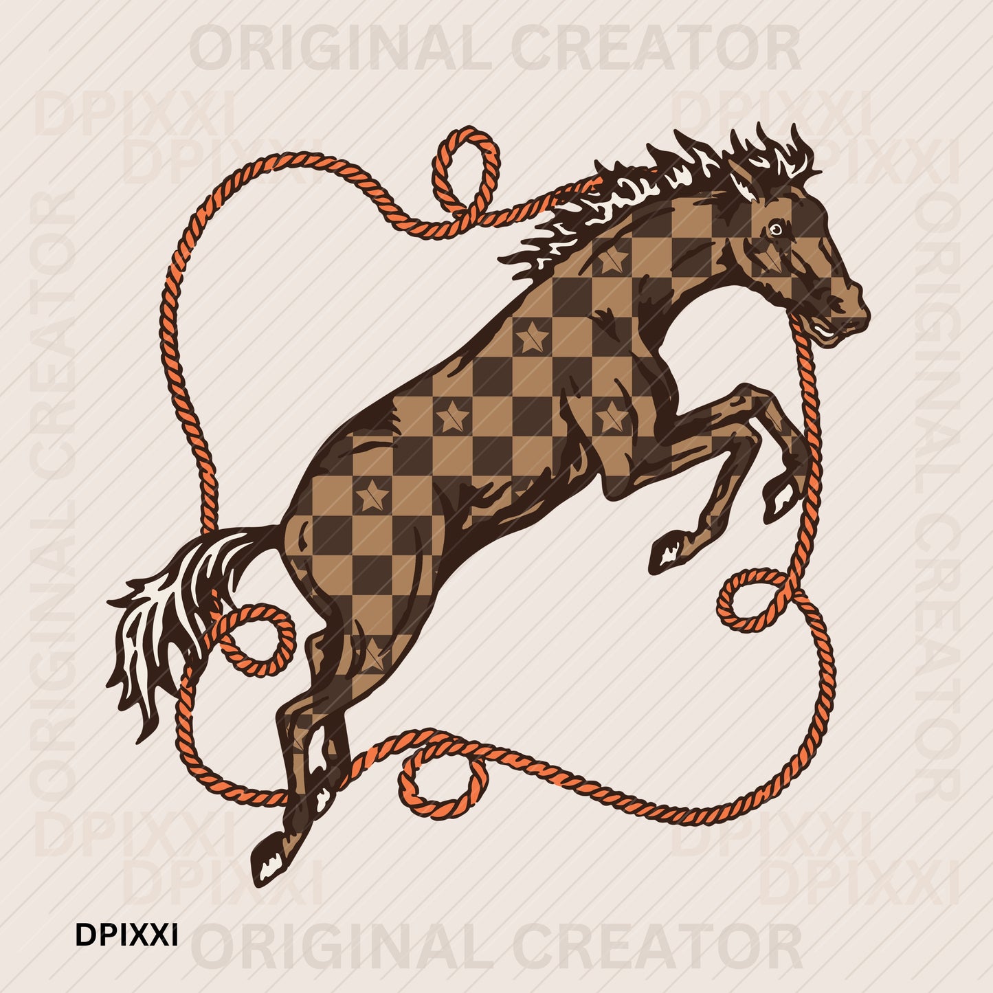 Scary Checker Horse Wrap in Rope