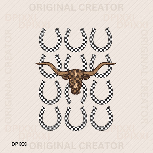 Checker Horseshoe Patterns Bull Cow Face