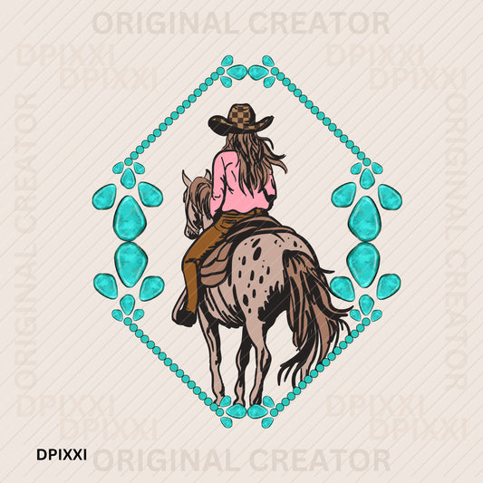 Western Cowgirl Turquoise Print Decor #69