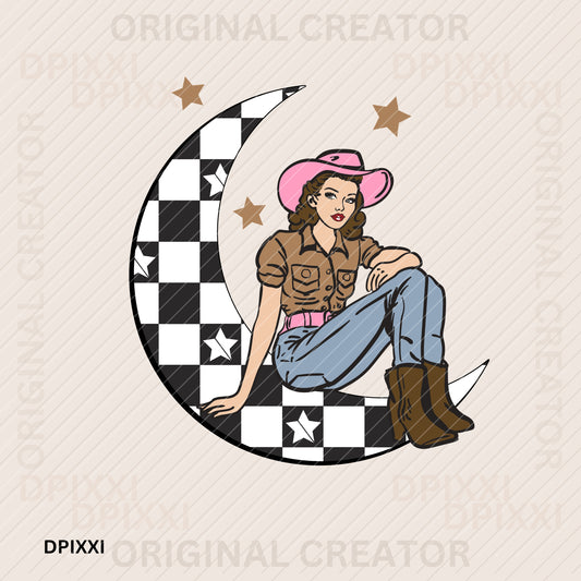 Western Cowgirl Moon Print #66