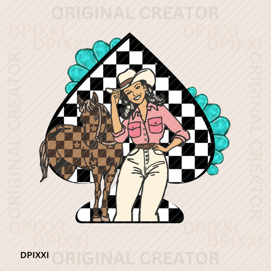 Cowgirl with Turquoise Hearts Print #65