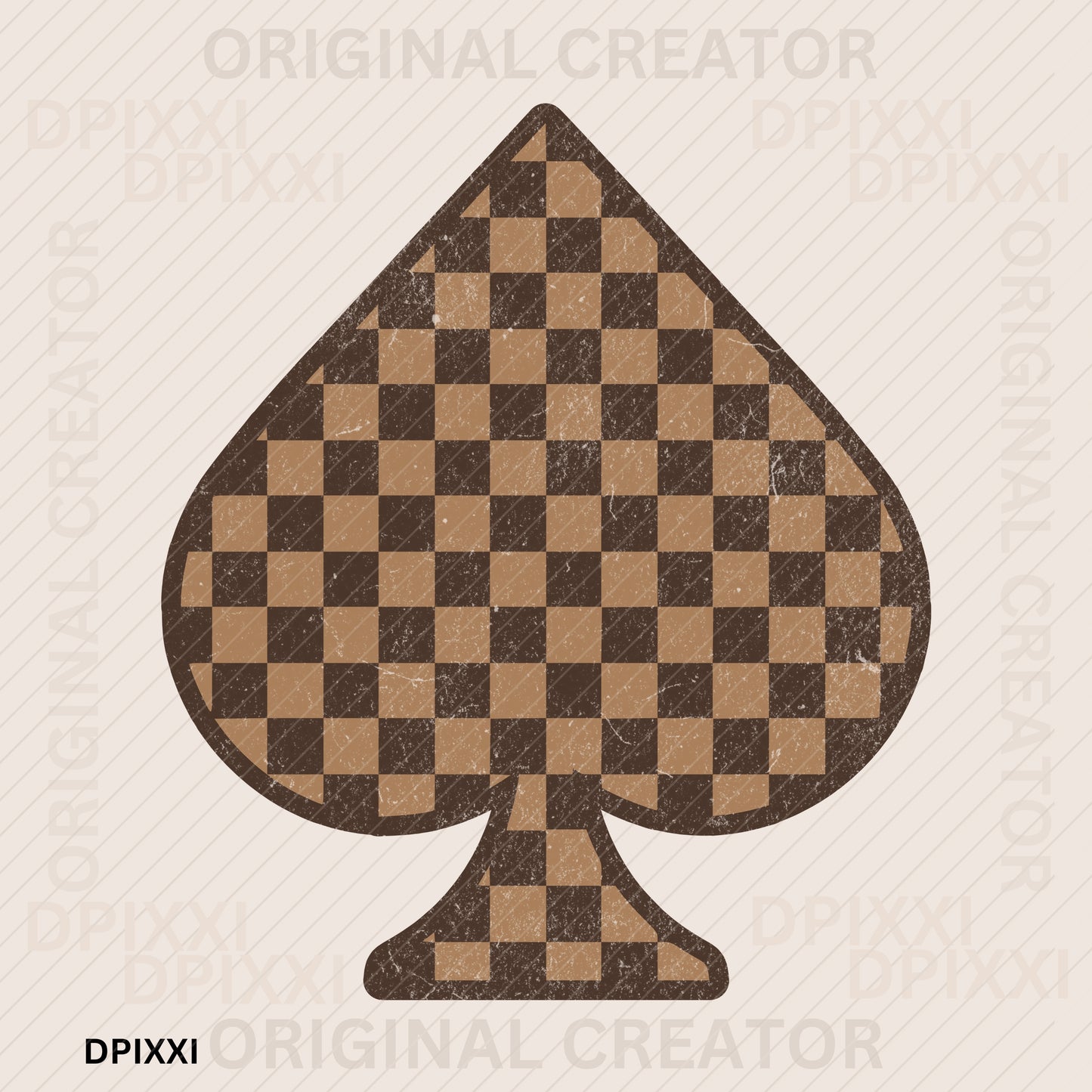 PNG, SVG Custom Spade Chocolate Brown Checker