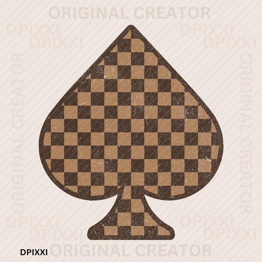 PNG, SVG Custom Spade Chocolate Brown Checker