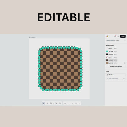 EDITABLE Square Turquoise Checker #363