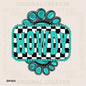 Howdy Turquoise Rectangle Checker
