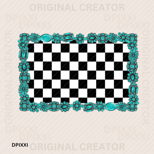 3 SETS Custom Shape Checker with Turquoise Stone Borders (png, svg)