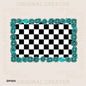 3 SETS Custom Shape Checker with Turquoise Stone Borders (png, svg)