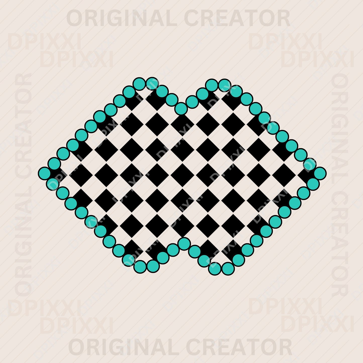 PNG, SVG Custom Lips Checker with Turquoise Borders