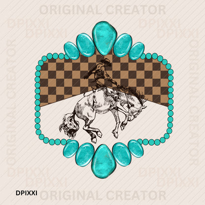 Mysterious Turquoise Cowboy Digital Art #168