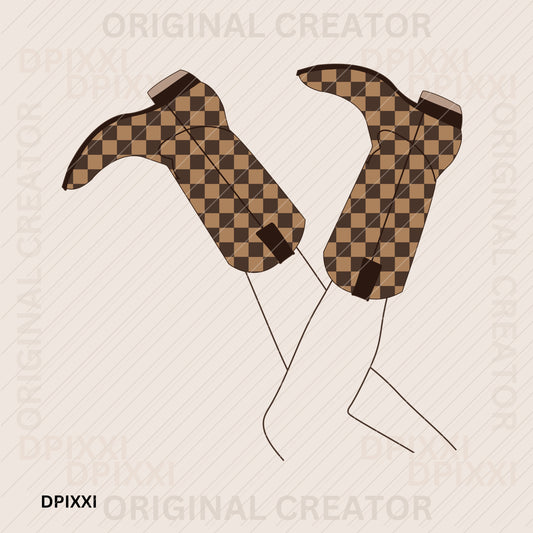 Checker Style Cowgirl Boots #39