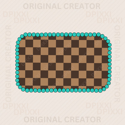 Rectangle Turquoise Checker
